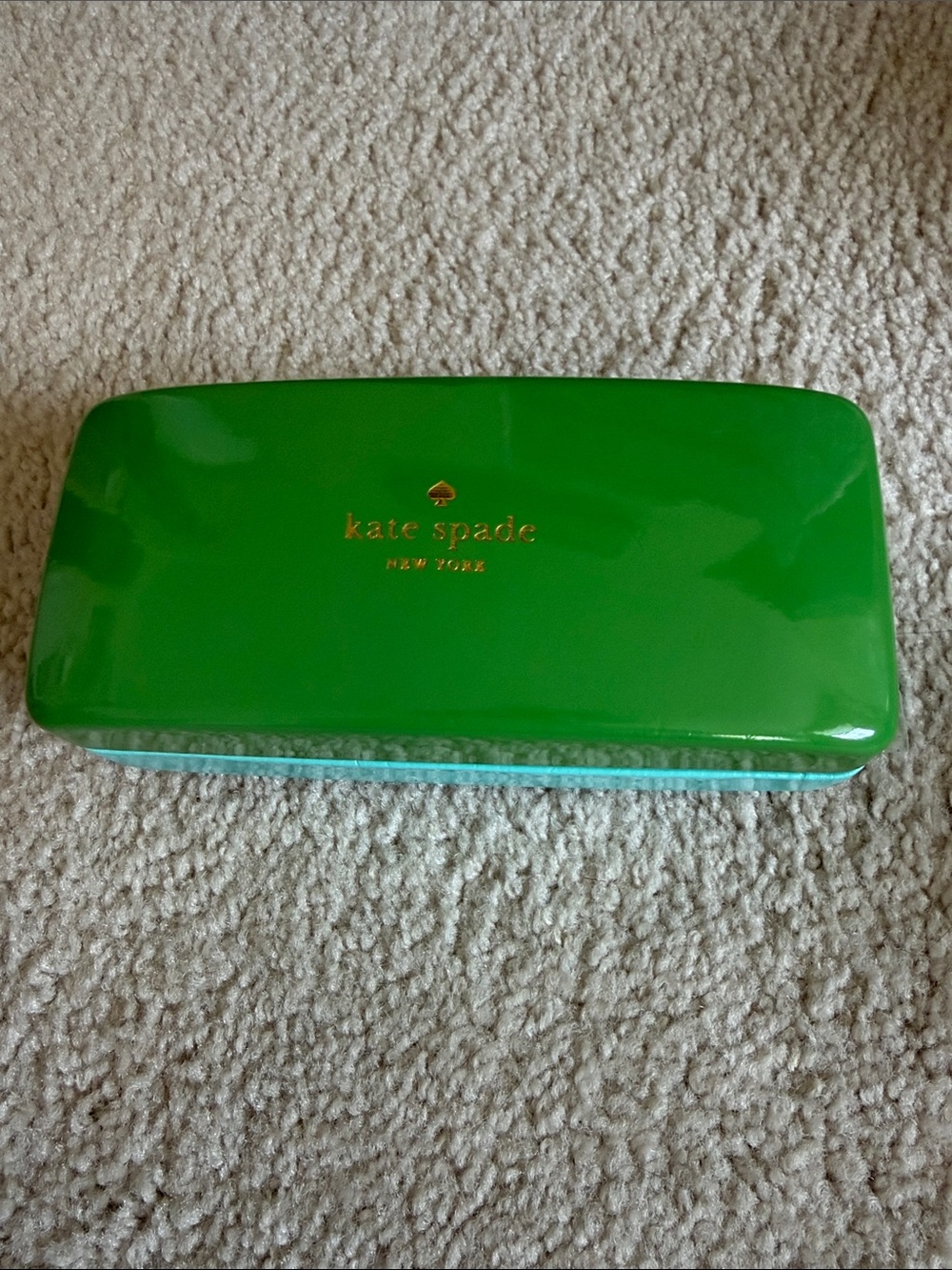 kate spade Bright Green Hard Shell Eyewear Case with Gold Logo